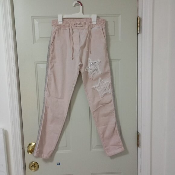 Venti6 Womens Pink Jogger Pants With Sequin Star Design Size M - Picture 1 of 12